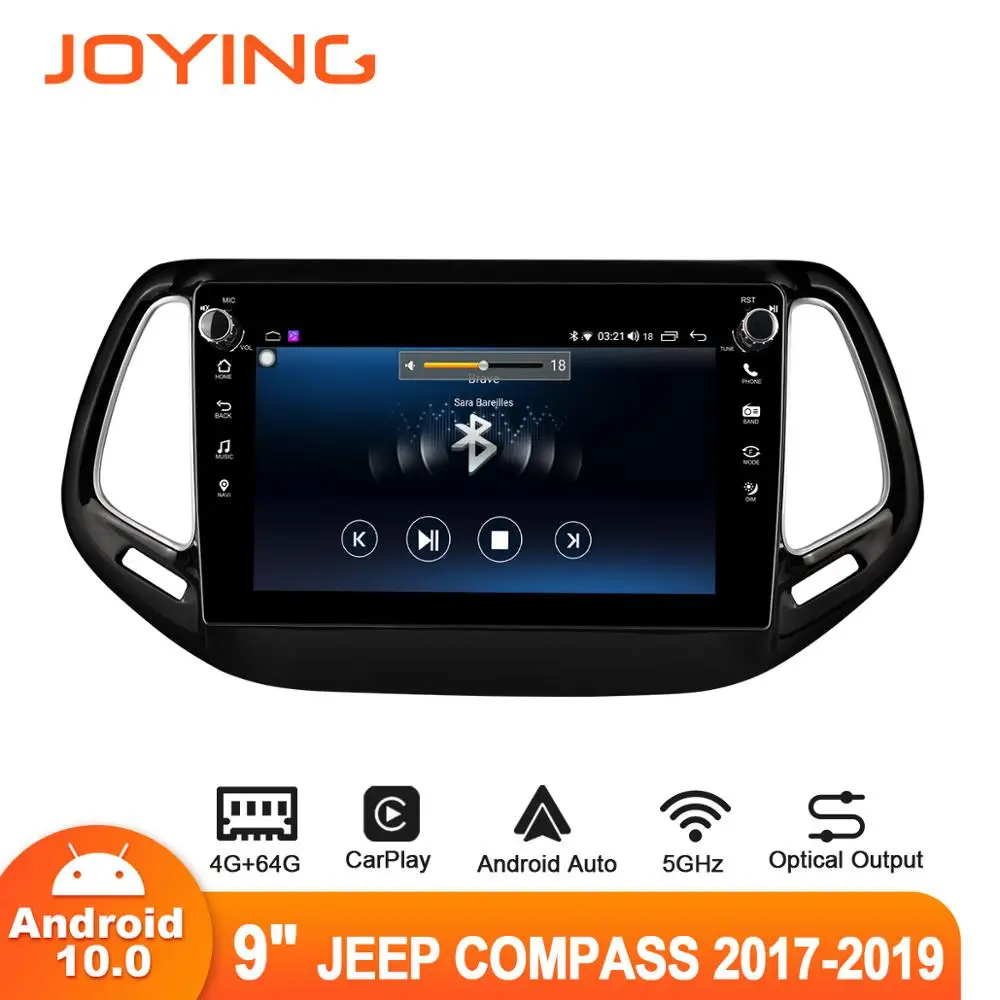 

Joying 9 "Android 10 автомобильный радиоплеер для Jeep Compass 2017-2019 GPS Carplay DSP SPDIF сабвуфер DAB DVR OBD 5GWIFI IPS1280 * 720