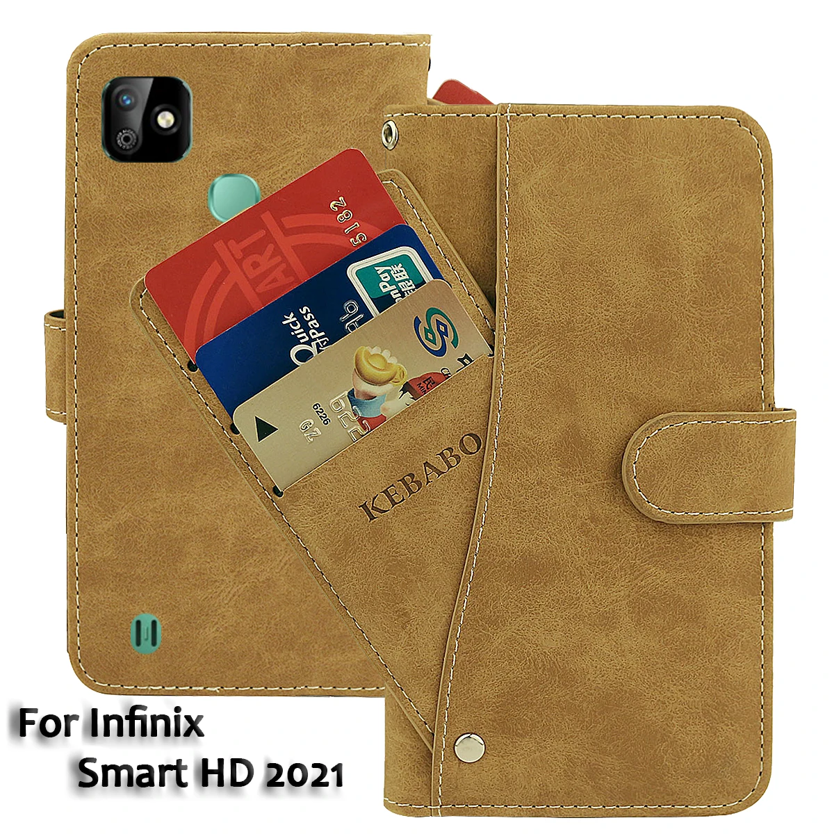 

Vintage Leather Wallet Infinix Smart HD 2021 Case 6.1" Flip Luxury Card Slots Cover Magnet Phone Protective Cases Bags