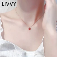 livvy silver color cute red heart pendant necklace for womentrendy neck accessories wedding jewelry