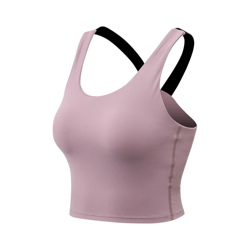 

Женский спортивный дышащий жилет для йоги, топ для фитнеса, ударопрочный удобный Плотный бюстгальтер пуш-ап с перекрестной спинкой