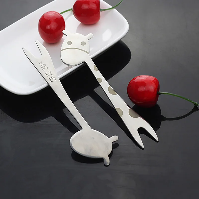 Нержавеющая сталь Жираф вилки для детей фруктовый салат десерт еда Кухня Бар