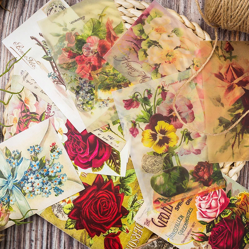 12 шт./пакет Винтаж цветы калька Бумага шаблон пакет для Скрапбукинг Happy Planner