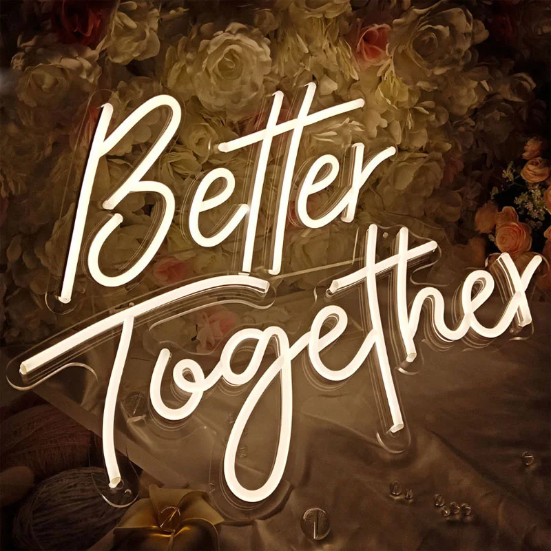 

OHANEONK Led Neon Signs Custom 12V Light for Better Together for Home Room Wall Decoration Party Wedding Signs Gift