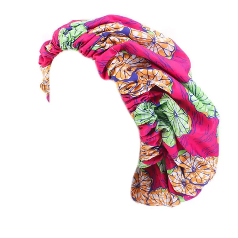 

Womens Extra Large Double Layer Bonnet Satin Lined Floral Night Cap Sleep Hat