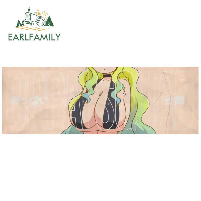 

EARLFAMILY 13cm x 4.5cm for Anime Waifu Oppaisquad Lukoa Car Stickers Sunscreen Fashionable Windshield Laptop Decor Car Label