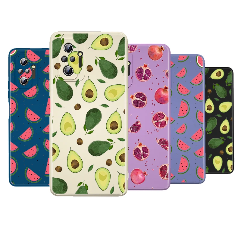 

Summer Fruit Liquid Silicone Soft Cover For Xiaomi Redmi Note 10 10T 9 9T 8T 9S 8 7 Pro Max Phone Case