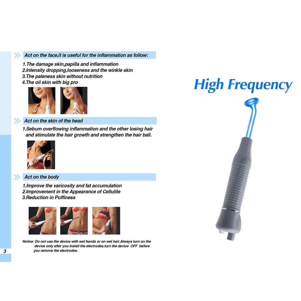 

High Frequency Electrode Wand Electrotherapy Glass Tube Beauty Device Acne Spot Remover Products Anti Wrinkle Face Clean 6in1