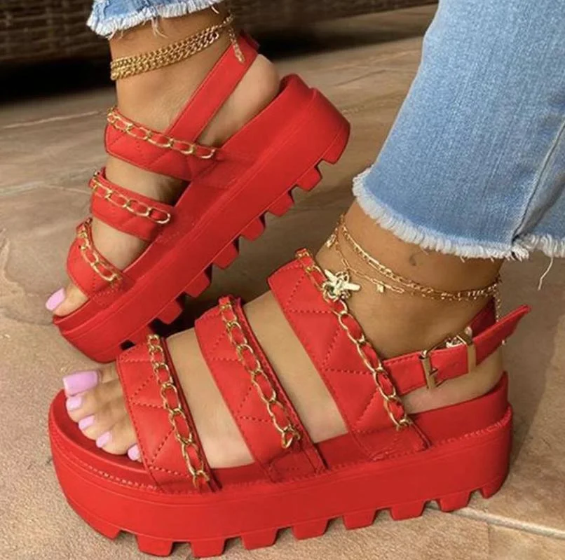 

Women Sandals 2021 Fashion Wedge Platform Gladiator Sandals Open Toe Buckle Strappy Sandals Summer Shoes Women Sandalias Mujer