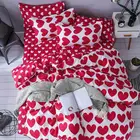 Комплект постельного белья J, красно-белого цвета с рисунком сердца, для влюбленных, пододеяльник, простыня, наволочка, одеяло, Комплект постельного белья 61005
