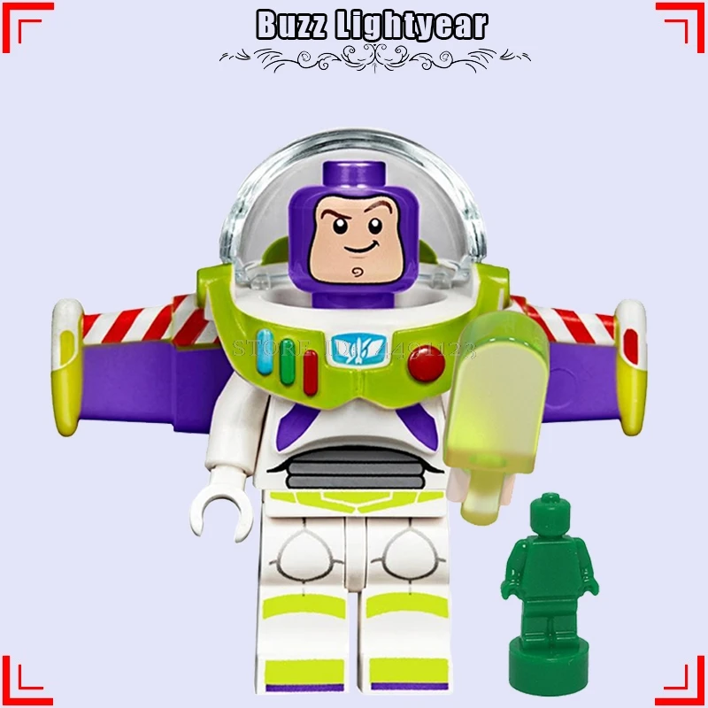 Buzz Lightyear «История игрушек», «4 Вуди и Джесси Базз Лайтер чужой зург животного строительные кубики, детские игрушки Аниме фильм зеленого цвета в армейском Для мужчин стежка игрушка в виде фигурки - Цвет: Buzz Lightyear