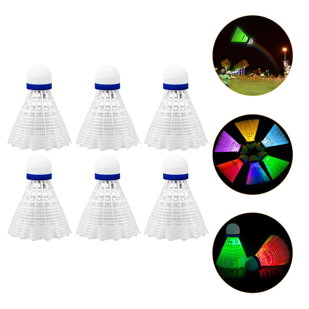 

6 Pcs Glowing Badminton LED Shuttlecocks Training Badminton (White Blue)