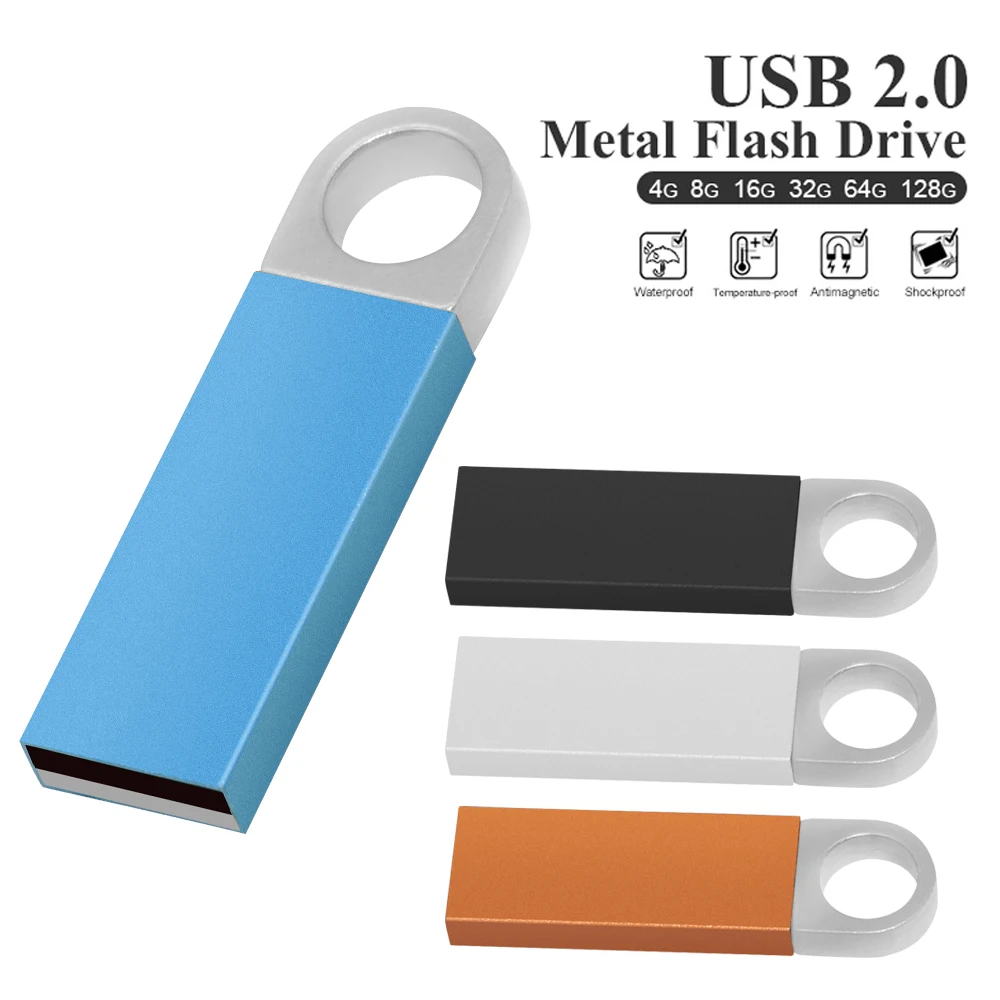 

New pen drive 128GB 64GB 16GB waterproof metal pendrive 32GB 8GB 4GB usb flash drives USB 2.0 customize logo for gift