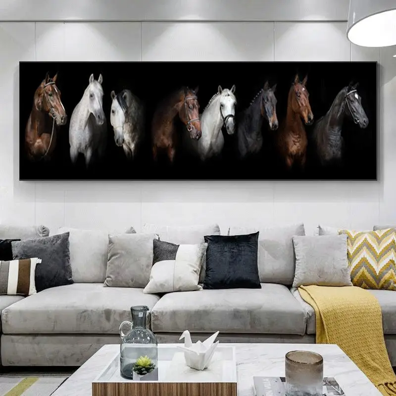 

Modern Animal Art Eight Horses Canvas Paintings Posters and Prints Wall Art Pictures for Living Room Decor (No Frame)