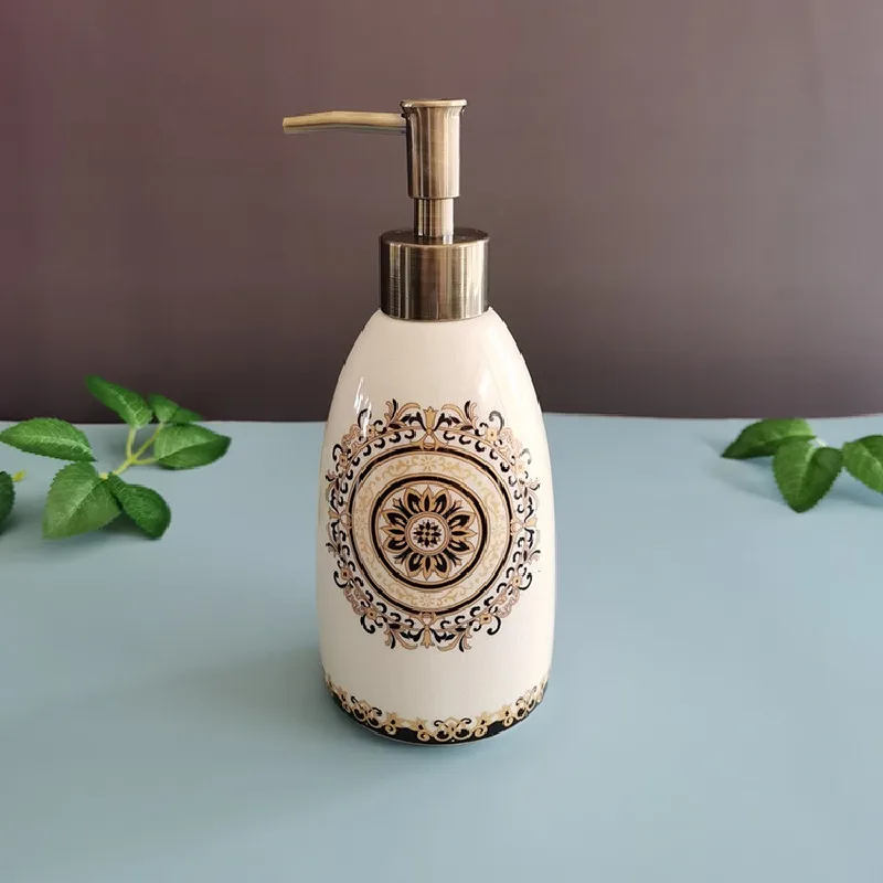 Liquid Soap Dispenser Ceramic War Horse Bathroom Shampoo Shower Gel Bottle 304 SUS Press Type Head For KTV Salon Bath Hardware images - 6