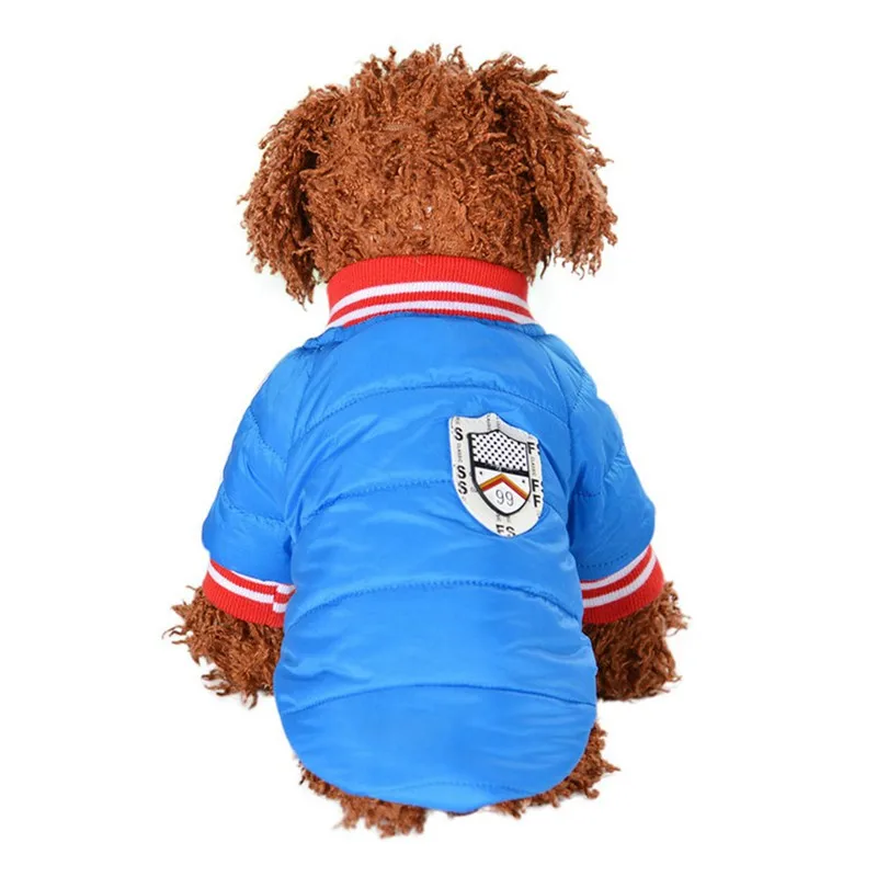 

Pet Autumn Winter Costume Warm Printed Cotton Padded Hooded Jacket Dog Thickening Solid Color Hoodie Puppy Warm Thickening Coat