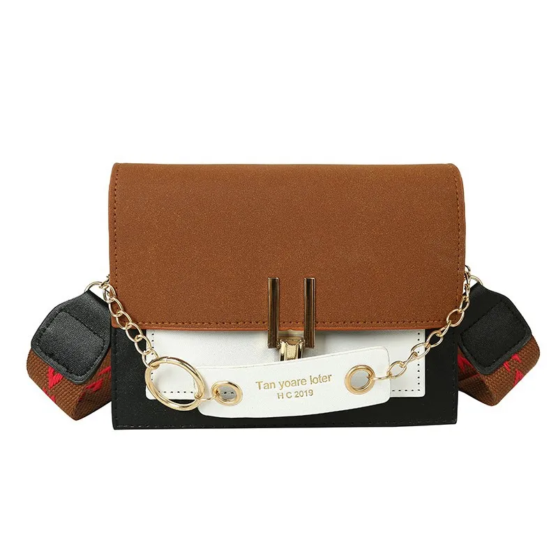 

2021 Korean Style Fashion Trend New Matte Leather Metal Chain Decorative Shoulder Bag Female Wild Square Diagonal Bag