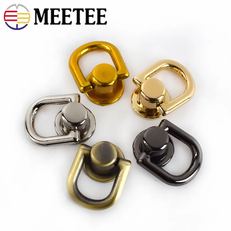 

Meetee 5/10pcs Metal D O Ring Stud Bag Side Clip Screw Nail Rivet Handbag Strap Connector Clasp Hanger Buckles DIY Leather Craft
