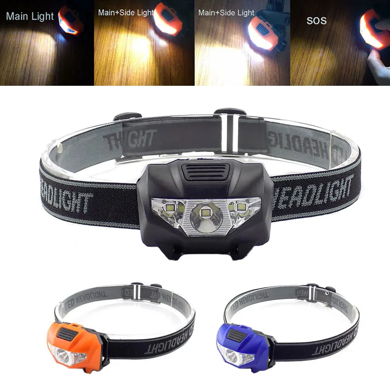 Миниатюрный светодиодный налобный фонарь высокой мощности лампа на батарейках