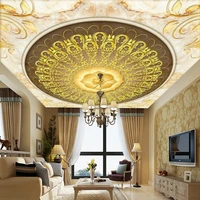 custom 3d murals european style marble pattern round circle wallpaper for ceiling living room hotel decoration non woven paper
