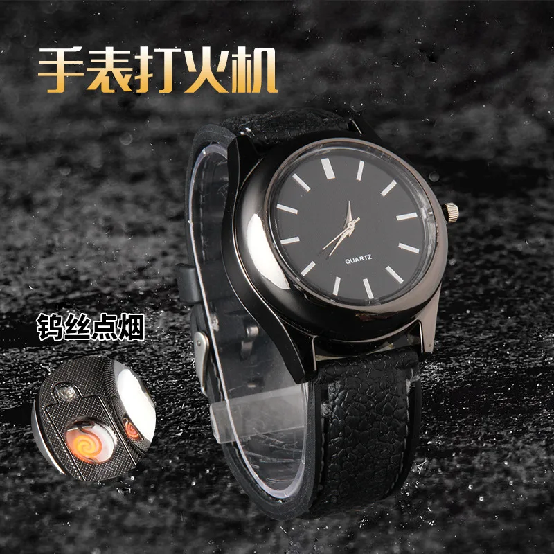 Электронная кожаная Зажигалка для часов с USB высококлассная перезаряжаемая
