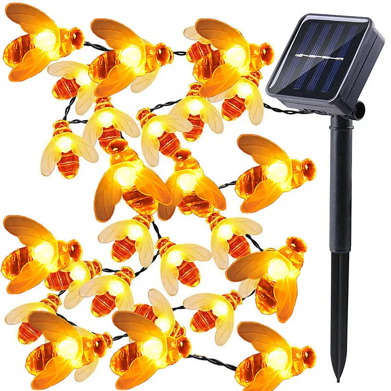 

5M Solar Lights String 20 Led Honey Bee Shape Solar Powered Fairy Lights For Outdoor Home Garden Fence Summer Decoration