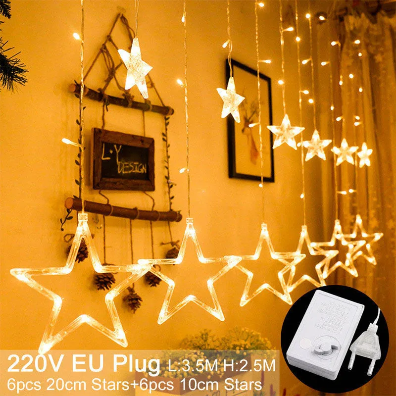 220V EU 5 СВЕТОДИОДНАЯ Гирлянда со звездой лося, рождественские украшения, Рождественское украшение для дома, новогодний декор - Цвет: 220V EU 5