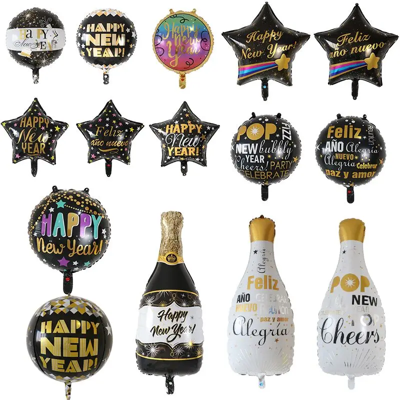 

2022 фольгированный шар с Новым годом, звезда, круглый шар с цифрами для рождества, домашвечерние, воздушные шары, украшение, Новогодние декор...