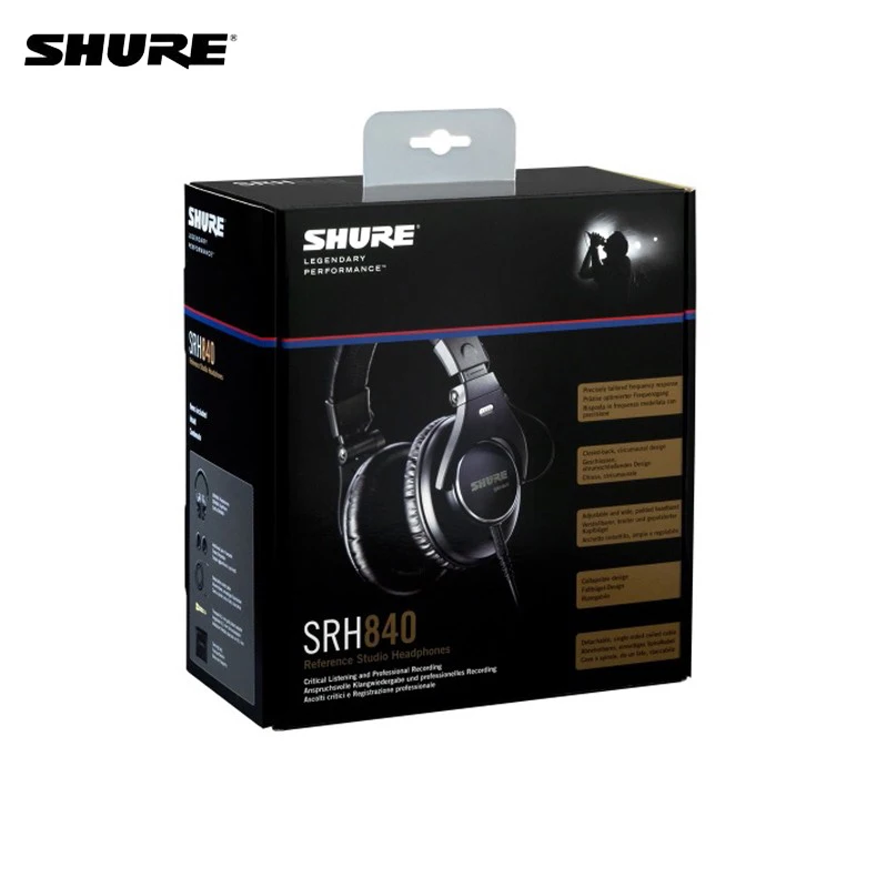 

Original Shure SRH840 Wired Professional Recording Hifi Monitor Headphones Over-ear Closed-back Earphones 3 Meters Detachable