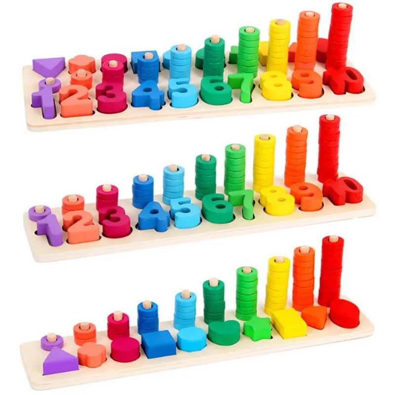 Монтессори красочная детская Дошкольная обучающая доска для подсчета и укладки