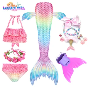 2021 hot mermaid tail for girls mermaids costume copslay costume swimable mermaid party dress beach surfing children bikini free global shipping