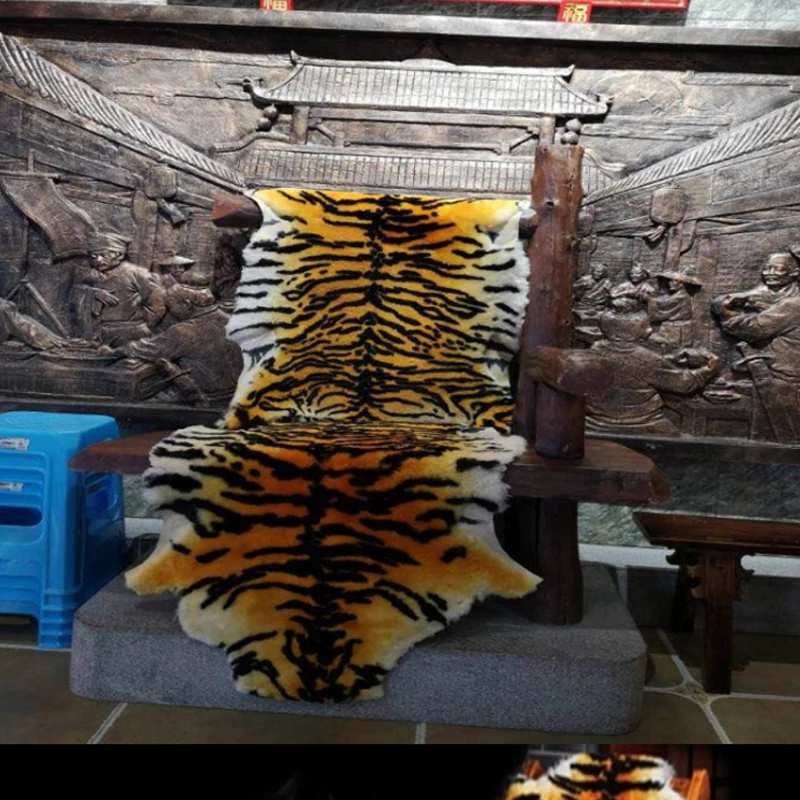 Натуральная овечья шерсть окрашенная Тигровая ткань мягкая пушистая Зимняя