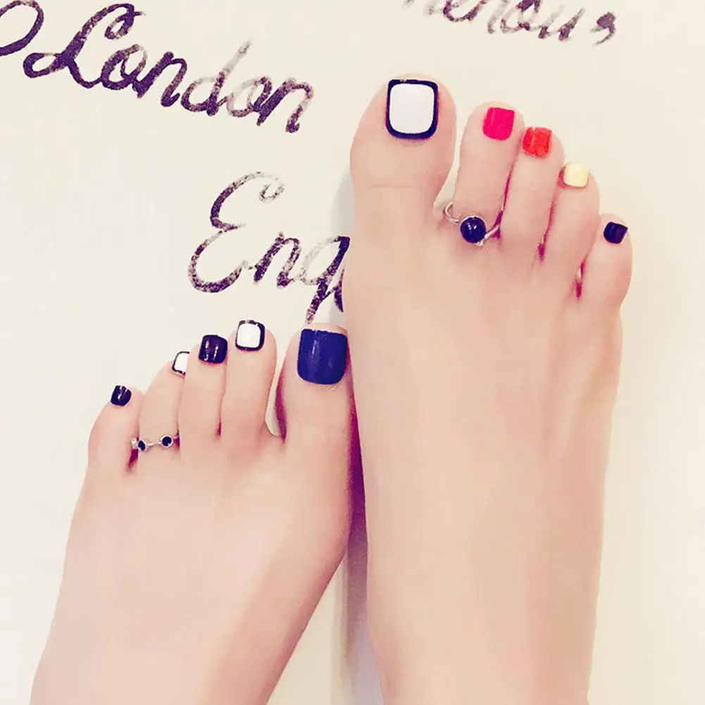 24 шт модные простые цветные накладные ногти наклейки из акрила для французского