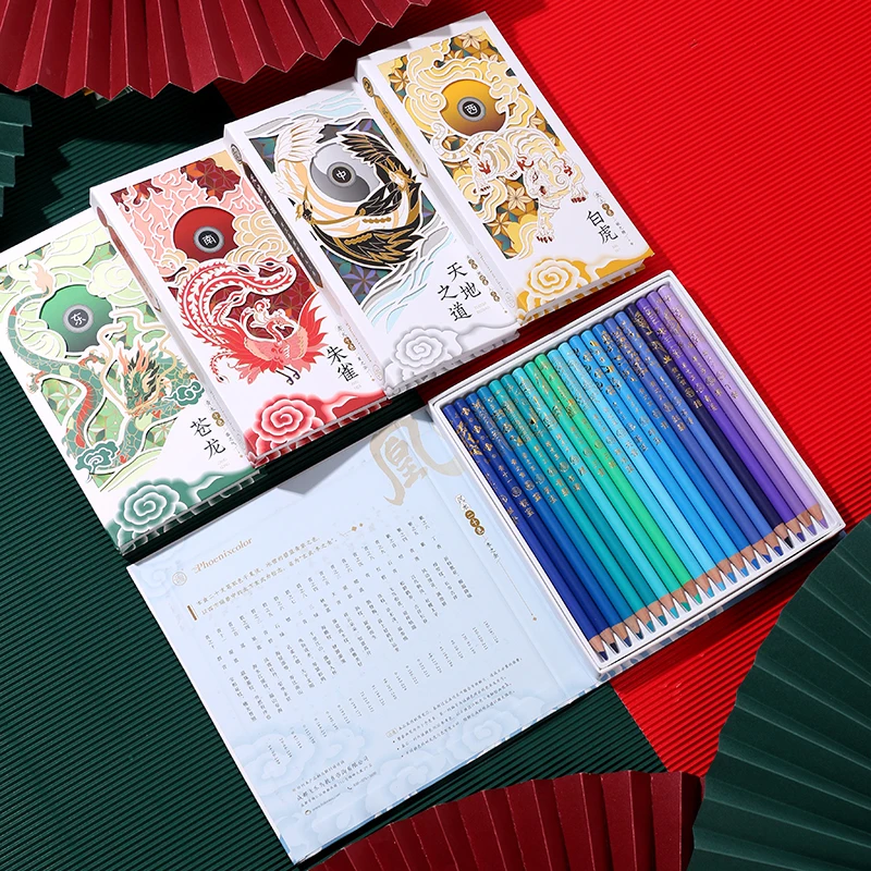 Andstal 50/100Colors Chinese Style Oil Color Pencils Professional Drawing Pencil Gift Box Phoenixcolor Colored For Artist | Канцтовары