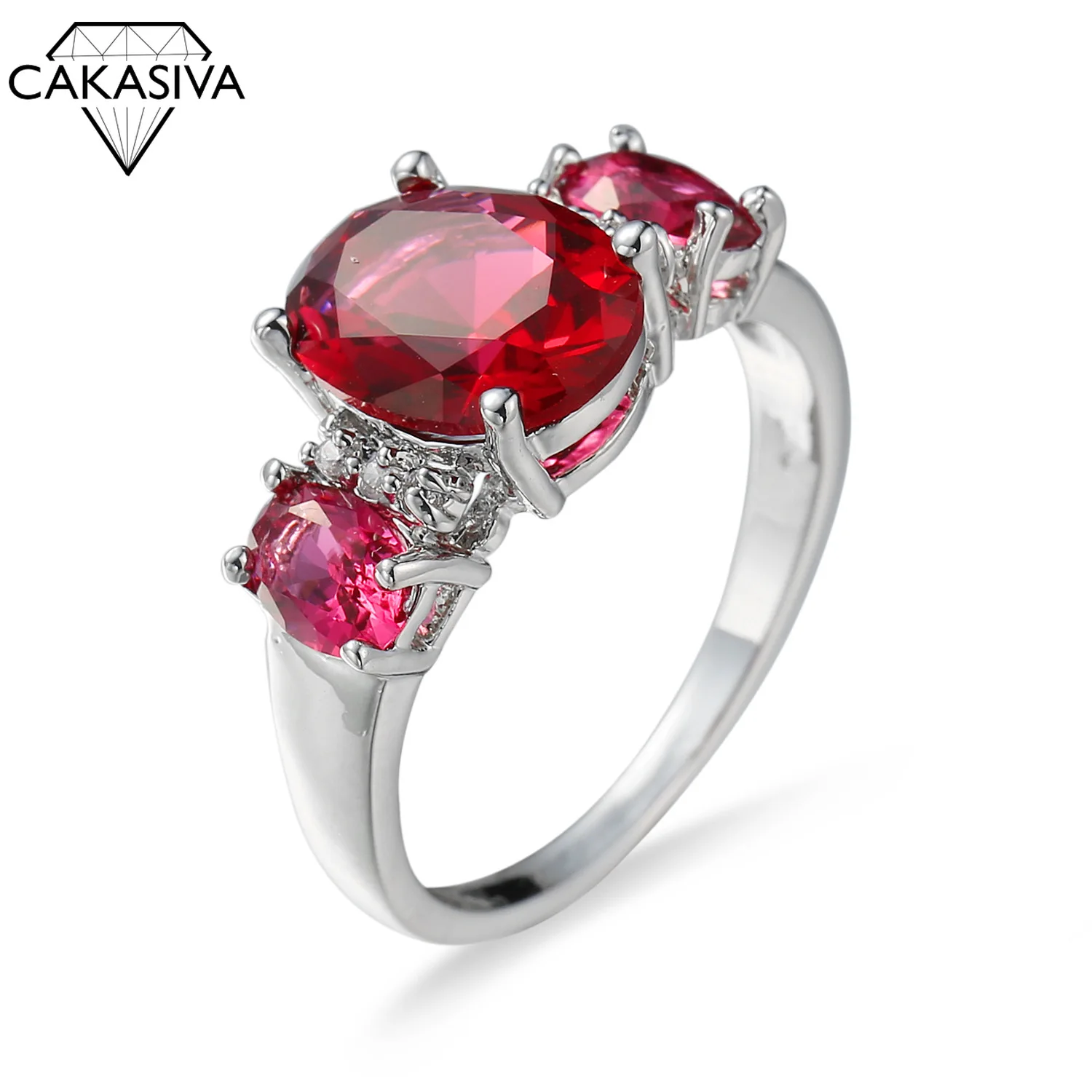

Women's Jewelry 925 Silver Rings Pomegranate Red Zircon Oval Wedding Ring