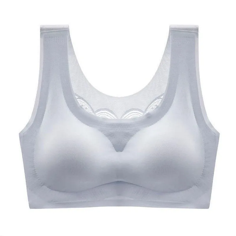

Women's Thin Large Size Sports Sleep Underwear Rimless Vest Hollow Back Bra