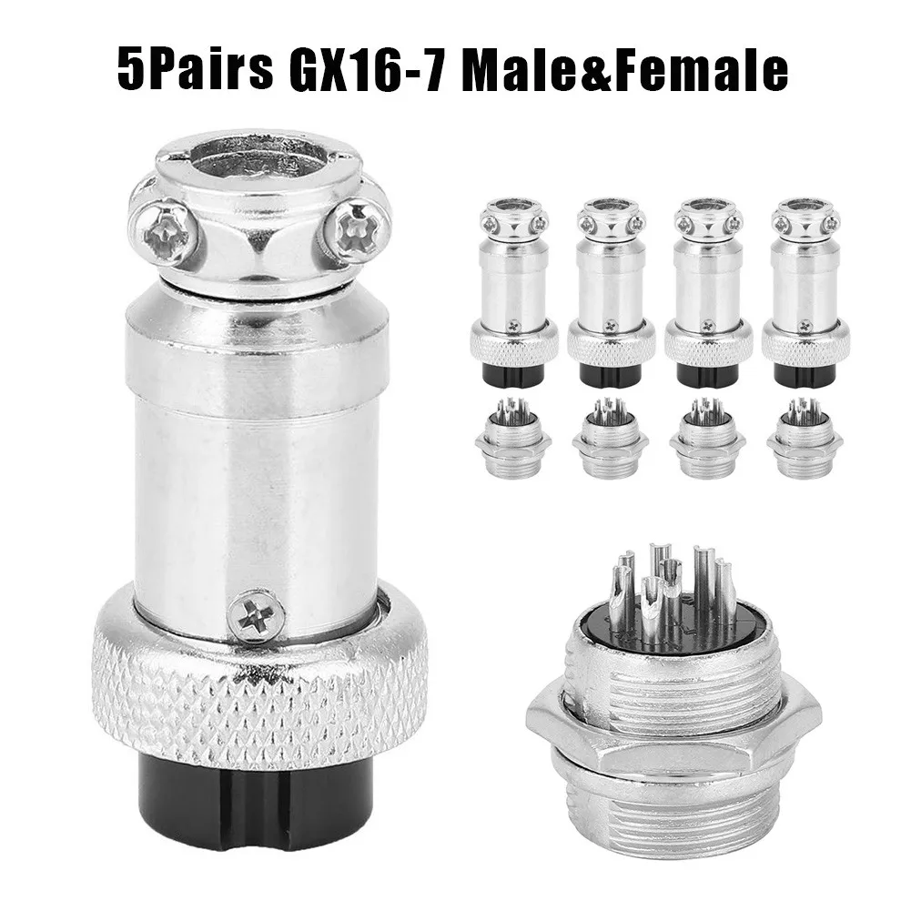 

5Pair Aviation Plug Connector 7Pin Male Female Panel Wire Connector 16mm GX16-7 Male And Female Connector Hand Tool