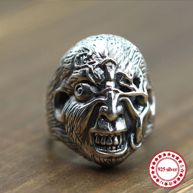 

S925 sterling silver men's open ring personalized classic retro fashion series carved devil modeling gifts to send lover
