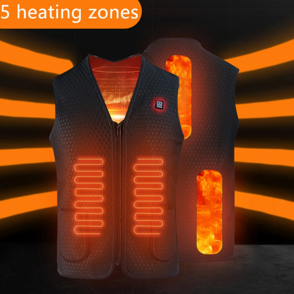 

5 Areas Heated Vest Unisex Electric Heating Vest Thermal Vest Warm Winter Heated Clothes Self Heating Vest Winter Warm Jacket