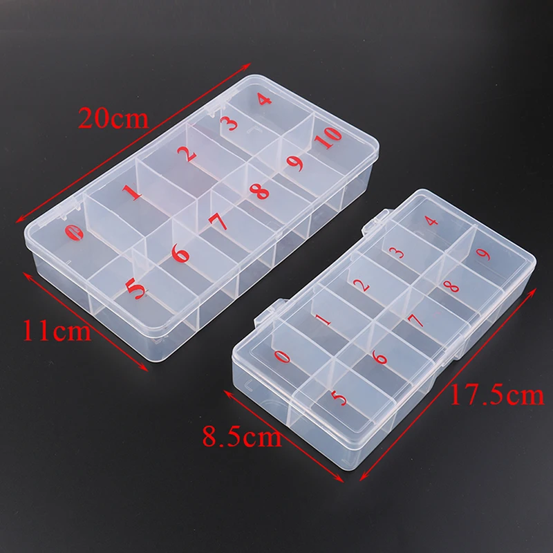 10/11 Acrylic Plastic False Nail Tips Storage Box Natural Cells Fake Manicure Translucent Case Tool | Красота и здоровье