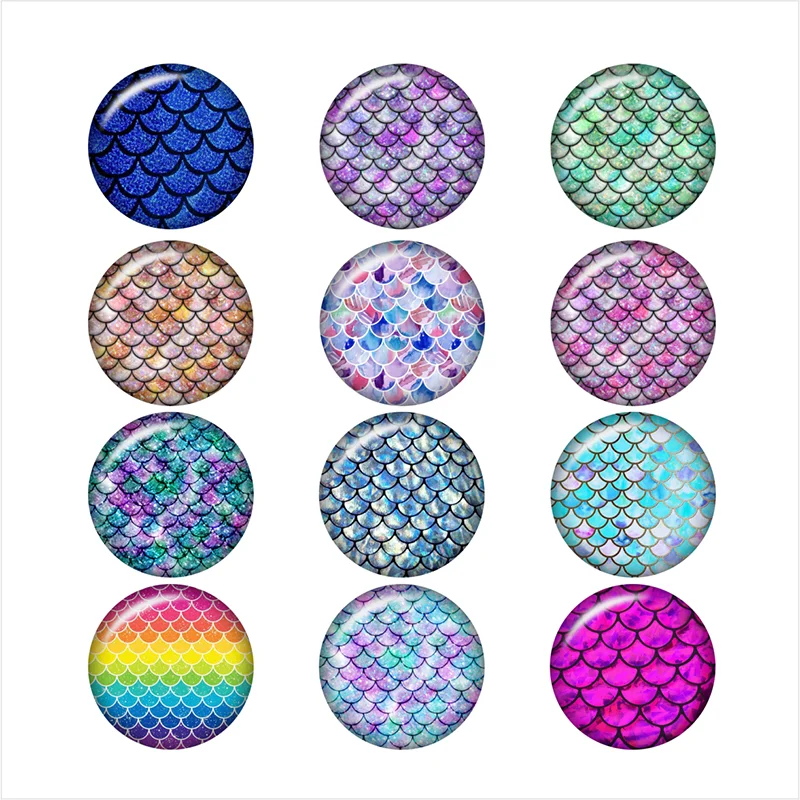 

Mixed Beauty Fashion mermaid dot zigzag leopard 12mm/18mm/20mm/25mm Round glass cabochon glass snap button BP2020