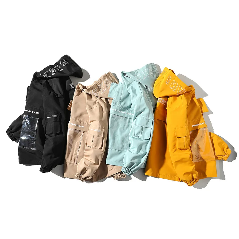 Прозрачная Толстовка Kangoo с карманом и буквенным принтом мужская куртка