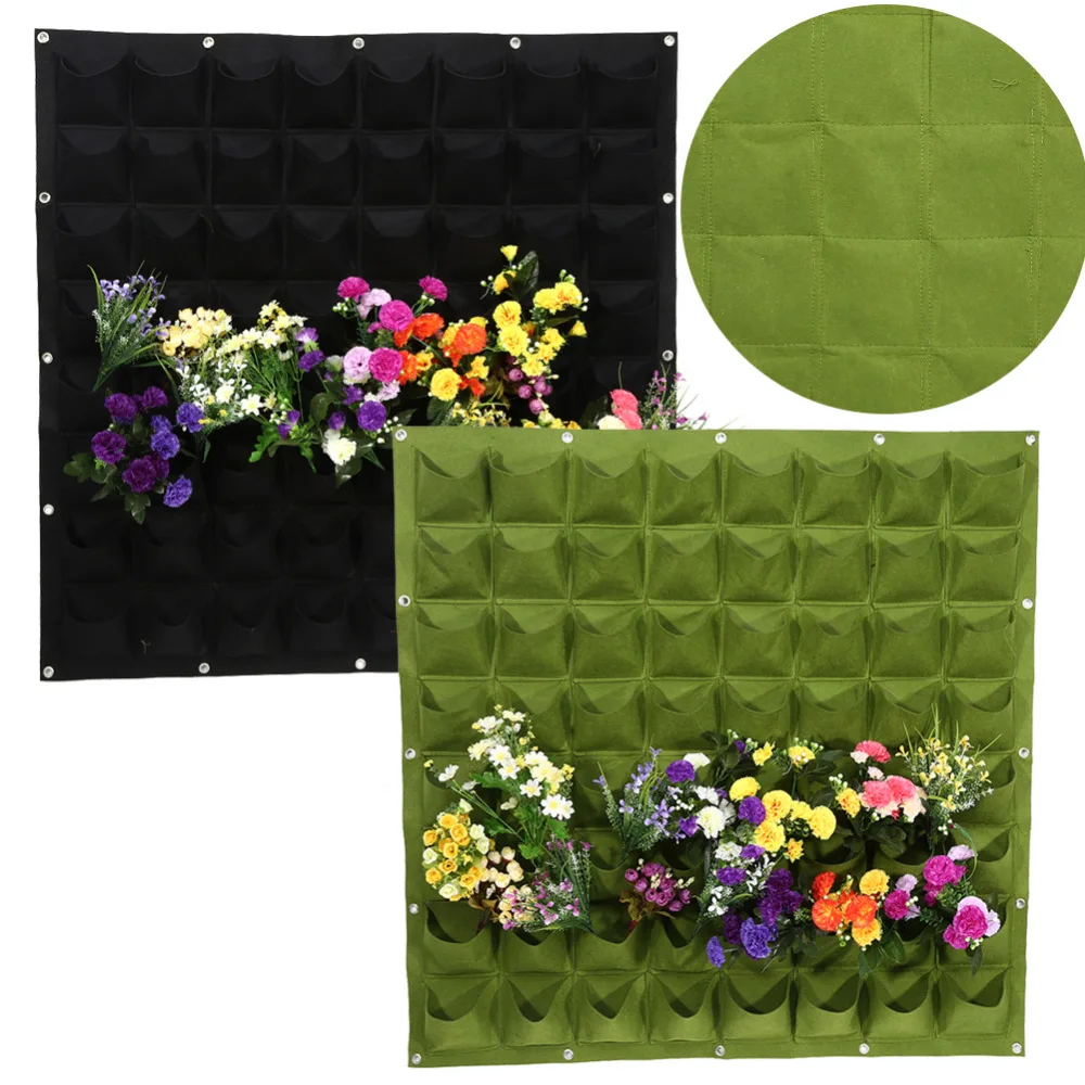 64 кармана мешки для выращивания Открытый Вертикальный садовый настенный горшок