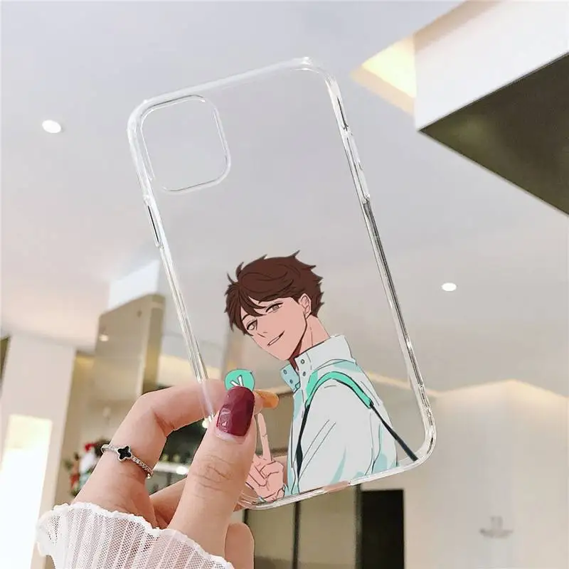 

Anime Haikyuu Oikawa funda Phone Case Transparent for iPhone 6 7 8 11 12 s mini pro X XS XR MAX Plus SE cover funda