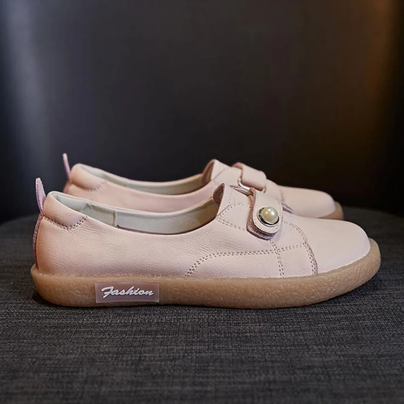 Женская Белая обувь женские слипоны из натуральной кожи с закрытым носком лоферы