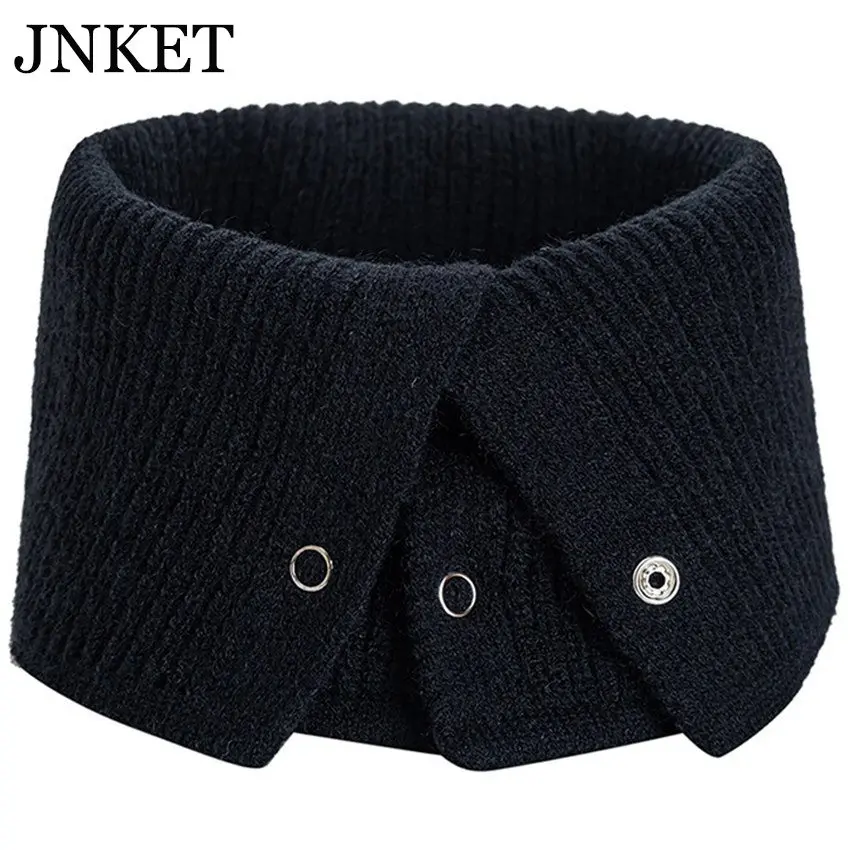 

JNKET Fashion Women Snap Fastener Scarf Infinity Scarf Portable Circle Loop Scarves Knitted Neck Scarf Neckerchief