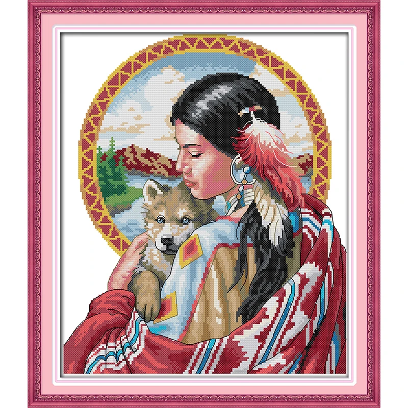 

Everlasting Love Christmas Indian Girl Ecological Cotton Chinese Cross Stitch Kits Counted Stamped 11CT Product Sales Promotion