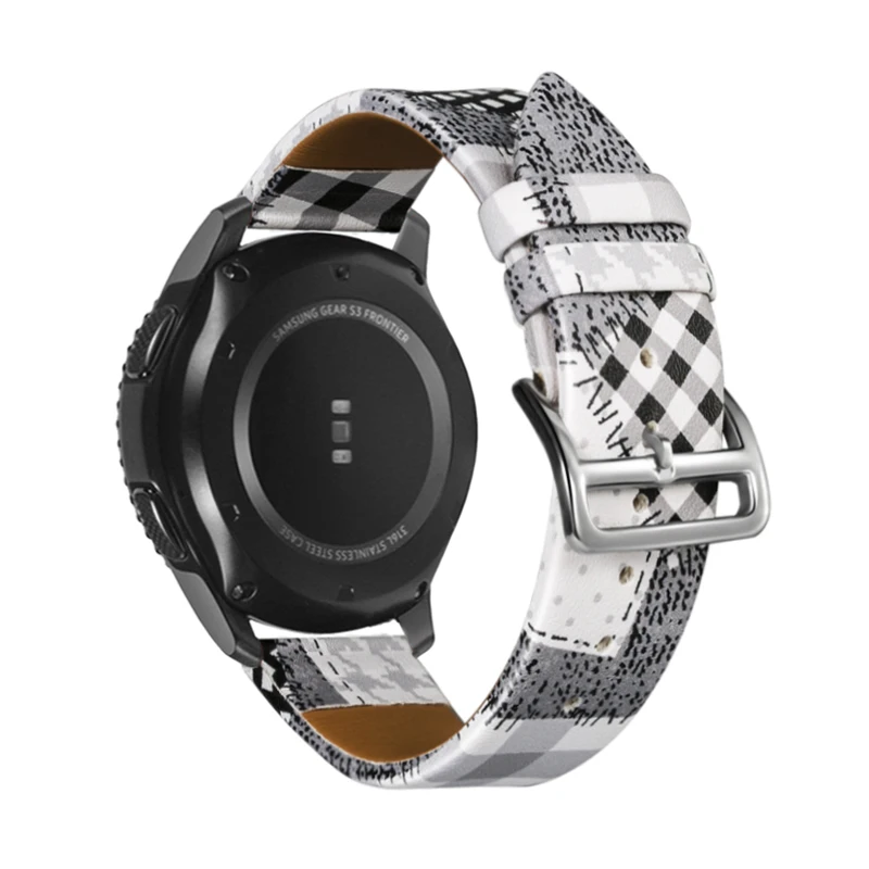 Ремешок кожаный 22 мм для Samsung galaxy watch 46 gear S3 Frontier huawei gt 2 браслет amazfit GTR 47