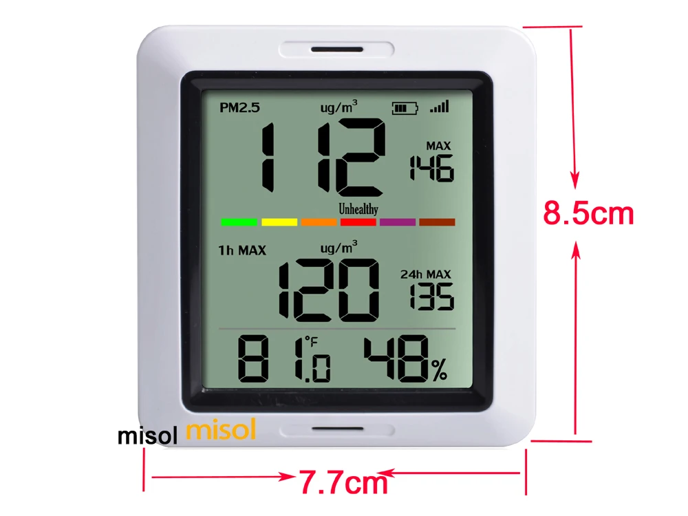 MISOL/PM2.5 тестер качества воздуха монитор Беспроводной, с внутренней температурой и влажностью, на солнечных батареях