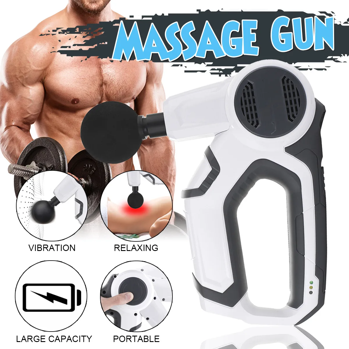 NEW 3 Angles Adjustable Massage Gun Electric Body Massager Therapy Fascia Gun Fitness Angle Adjustable Muscle Massager