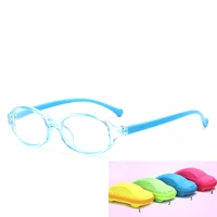 with case boy girl game reading computer protective goggle fashion children glasses plain kids round anti blue light eyewear